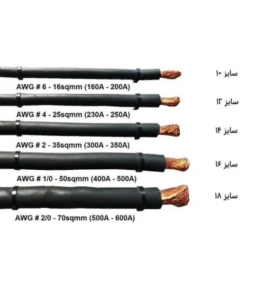 کابل جوشکاری نور نمره 12 سایز ‎1*25 تمام مس